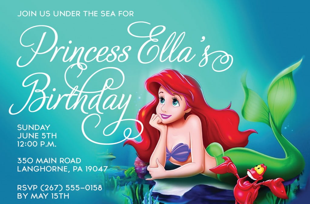 Underwater Ariel Mermaid Birthday Invitations
