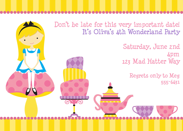 alice in wonderland birthday invitations ideas