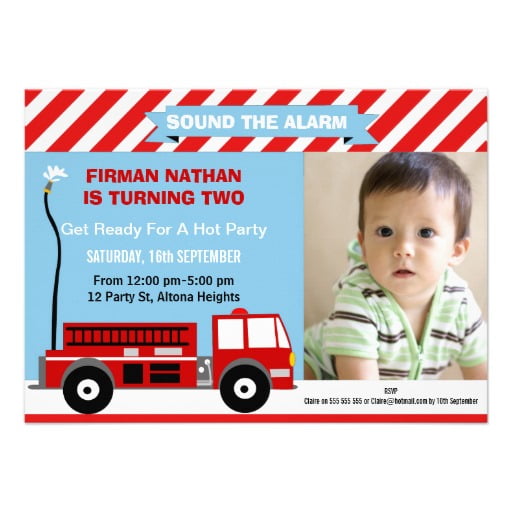 boys fire  birthday invitations