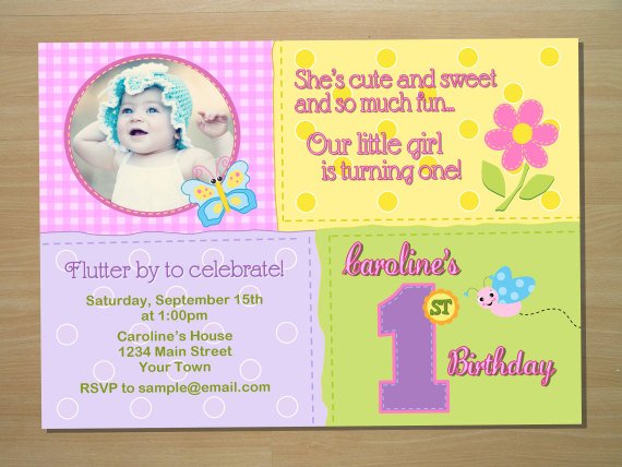 butterfly first birthday invitations