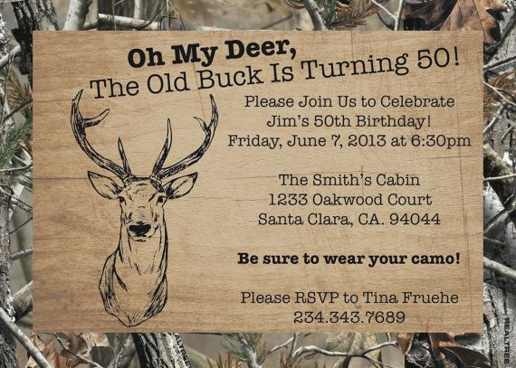 camo 50th birthday invitations