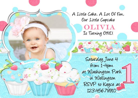 cupcake 1st birthday invitations
