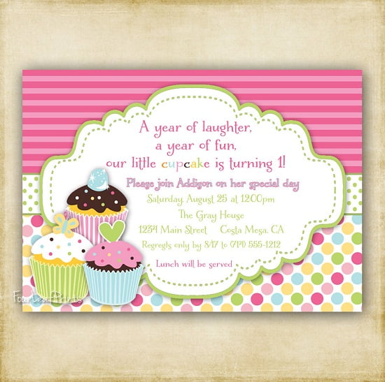cupcake birthday invitations wording
