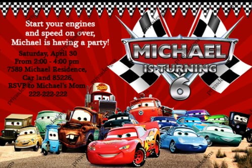 disney all cars birthday invitations