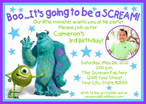 monsters inc birthday invitations for kid