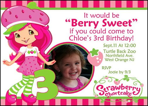 strawberry shortcake 3rd birthday invitations