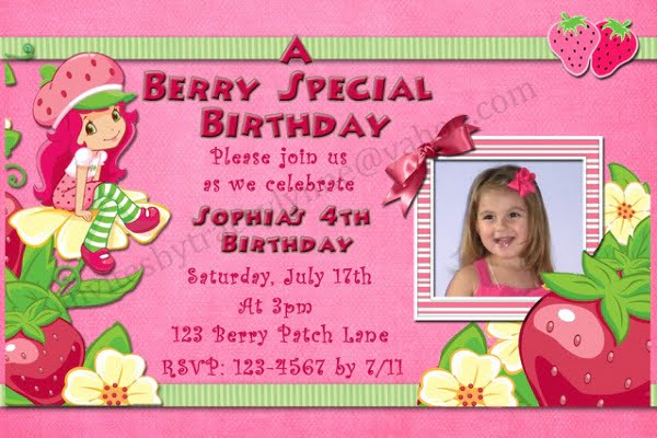 strawberry shortcake 4th birthday invitations