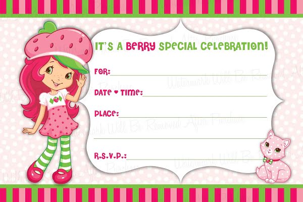 strawberry shortcake birthday invitations free printable