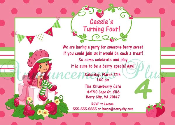 strawberry shortcake birthday invitations wording