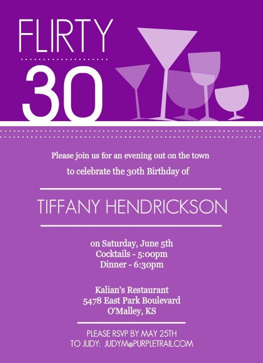 30th purple birthday invitations