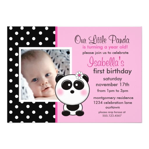 Baby panda birthday invitations ideas