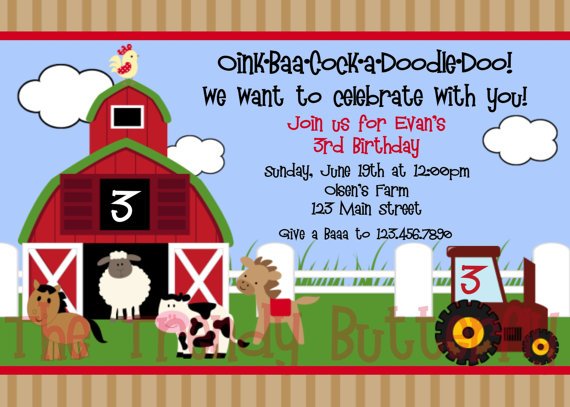 Boys barnyard birthday invitations