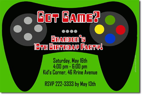 Candy video game birthday invitations