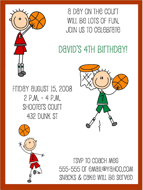 Cute basketball birthday invitations