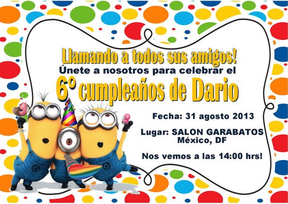 Dispecable me spanish birthday invitations