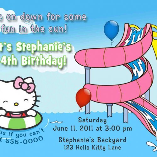Hello kitty water slide birthday invitations