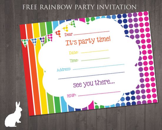 Rainbow birthday party invitations templates