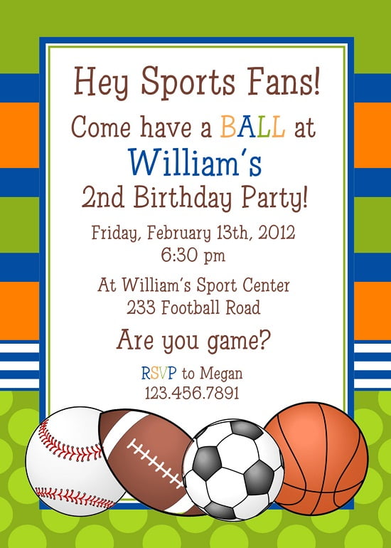 Soccer sindig sports birthday invitations