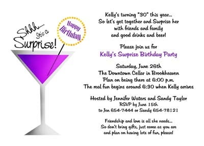 Surprise 30th birthday party invitations