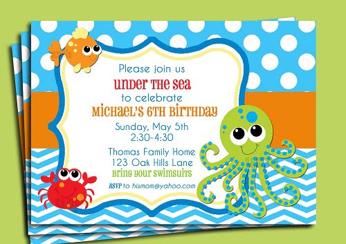 Under the sea cheap birthday invitation cards