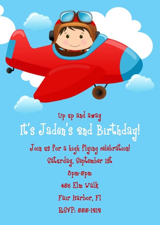 airplane birthday invitations printable