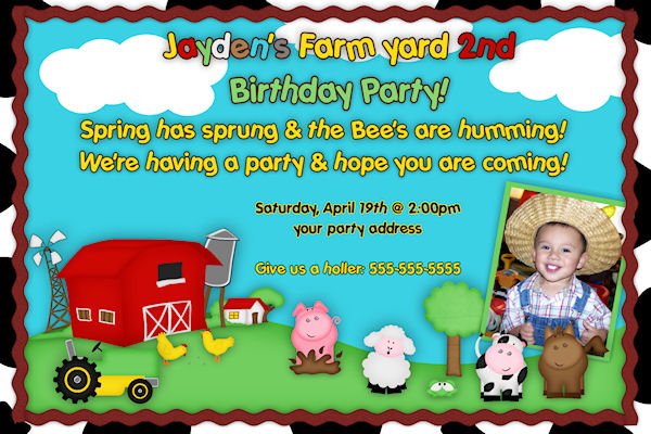 barnyard farm birthday invitations