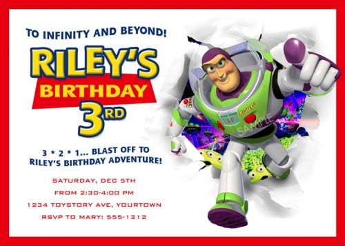 buzz lightyear 3rd birthday invitations ideas