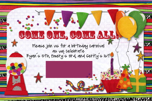 carnival birthday party invitations template