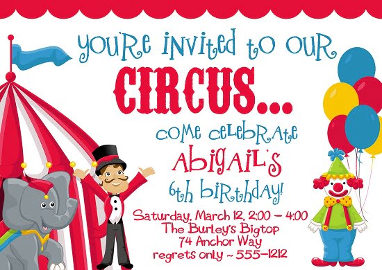 circus birthday party invitations with ring master