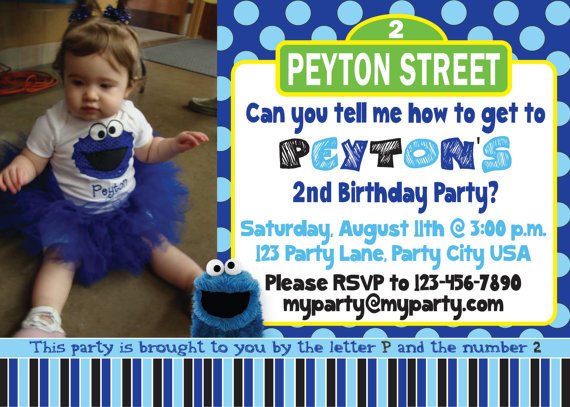 cookie monster birthday invitations for girls