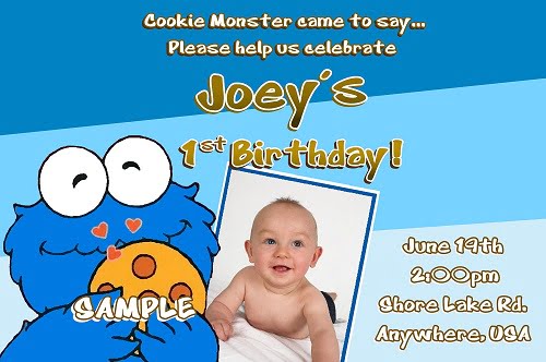 cookie monster birthday invitations sample