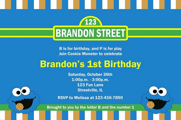 cookie monster birthday invitations template