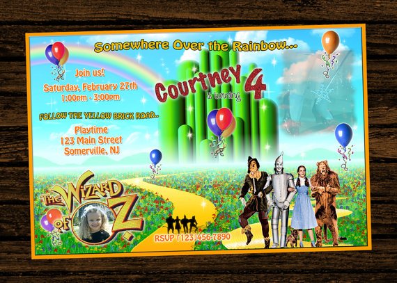 custumize wizard of oz birthday party invitations ideas
