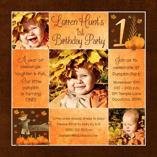 fall first  birthday invitations