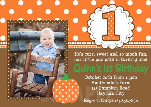 fall pumpkin birthday invitations