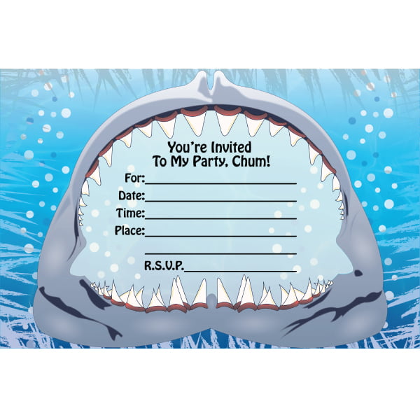 fill in shark birthday invitations