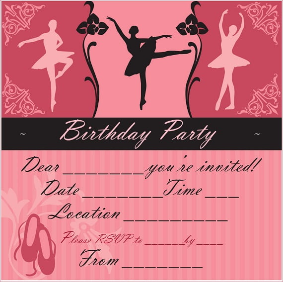 free printable ballerina birthday invitations for tweens