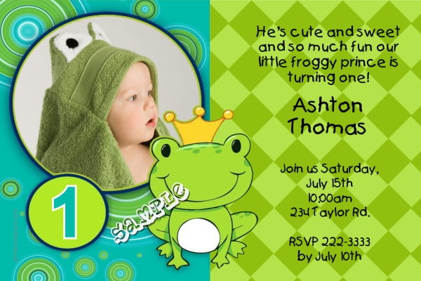 frog first birthday invitations