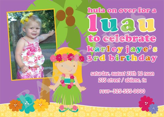 hawaiian birthday invitations girls