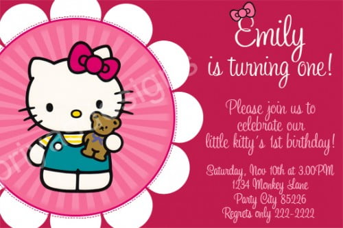 hello kitty first birthday party invitations