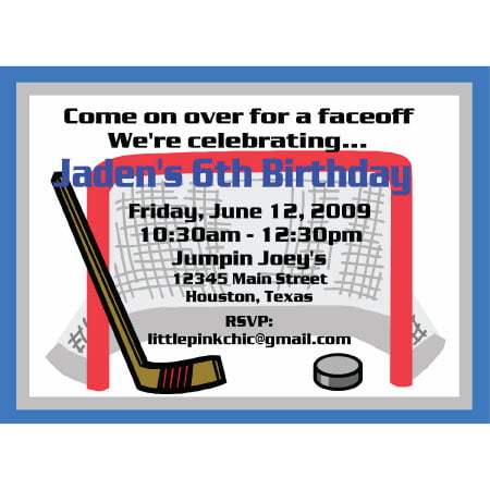 hockey birthday invitations boys