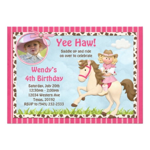 horse 4th birthday invitations