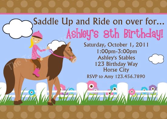 horse track birthday invitations