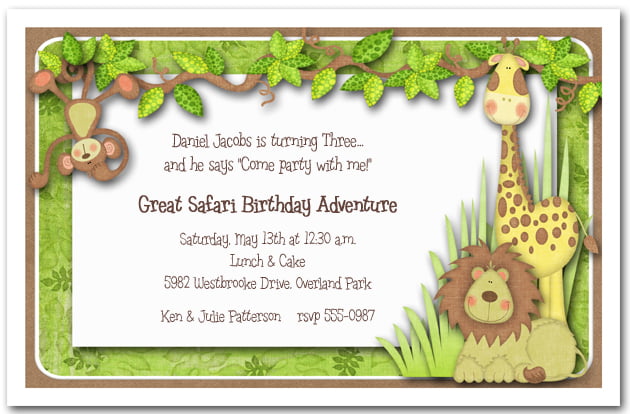 jungle hangout  birthday invitations
