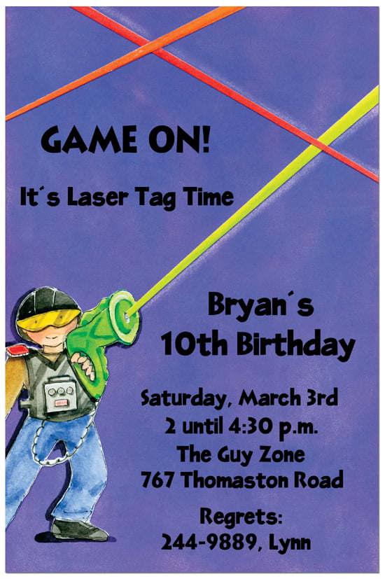 laser tag 10th birthday invitations