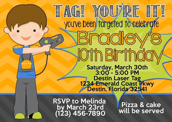 laser tag X birthday party invitations