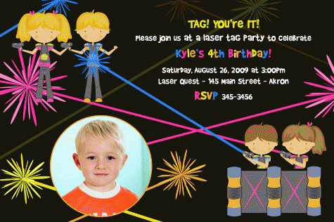 laser tag birthday invitations with photo