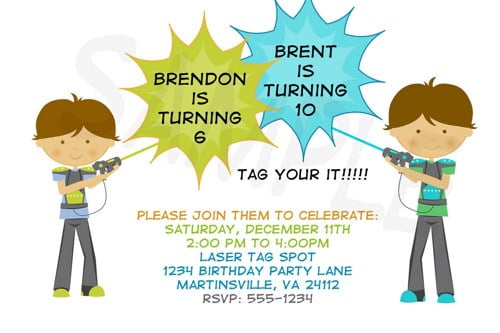 laser tag birthday party invitations template
