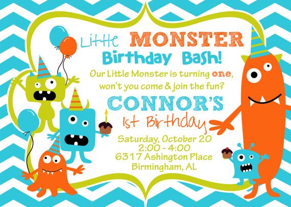 monster first birthday party invitations