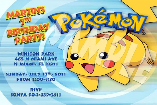 pokemon 7th birthday invitations